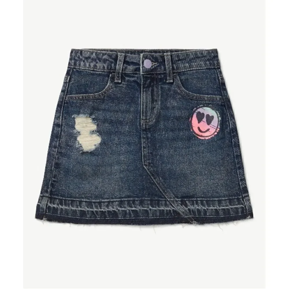 Justice Girls High Rise Icon Destructed Denim Skirt, Size XL 16/18